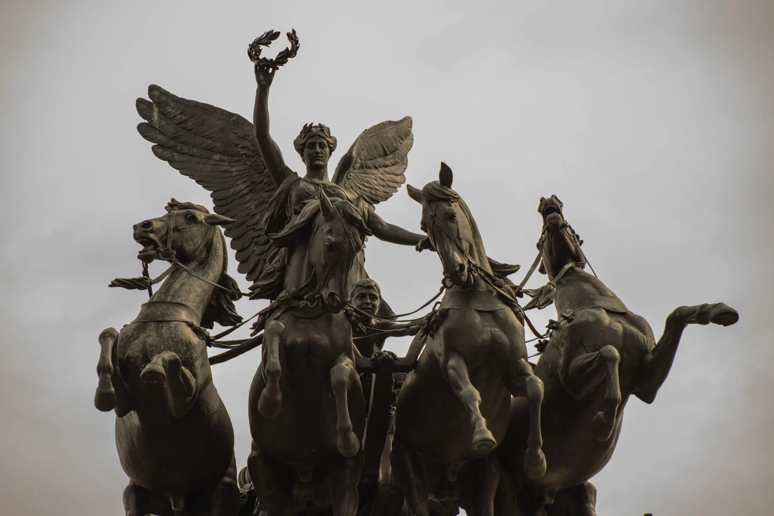 Bronze quadriga with winged figure on Wellington Arch