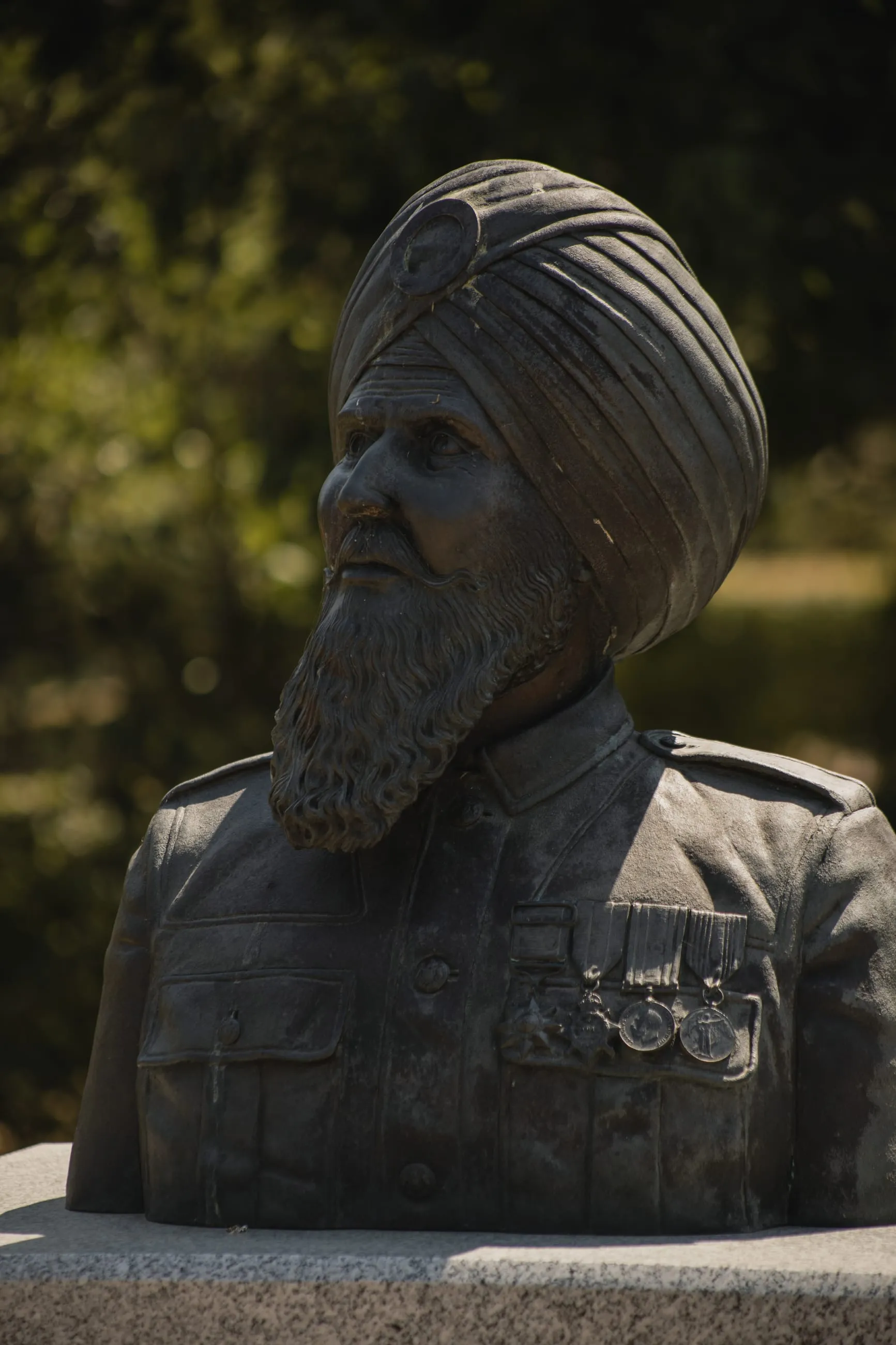 Bronze bust of a turbaned Sikh soldier