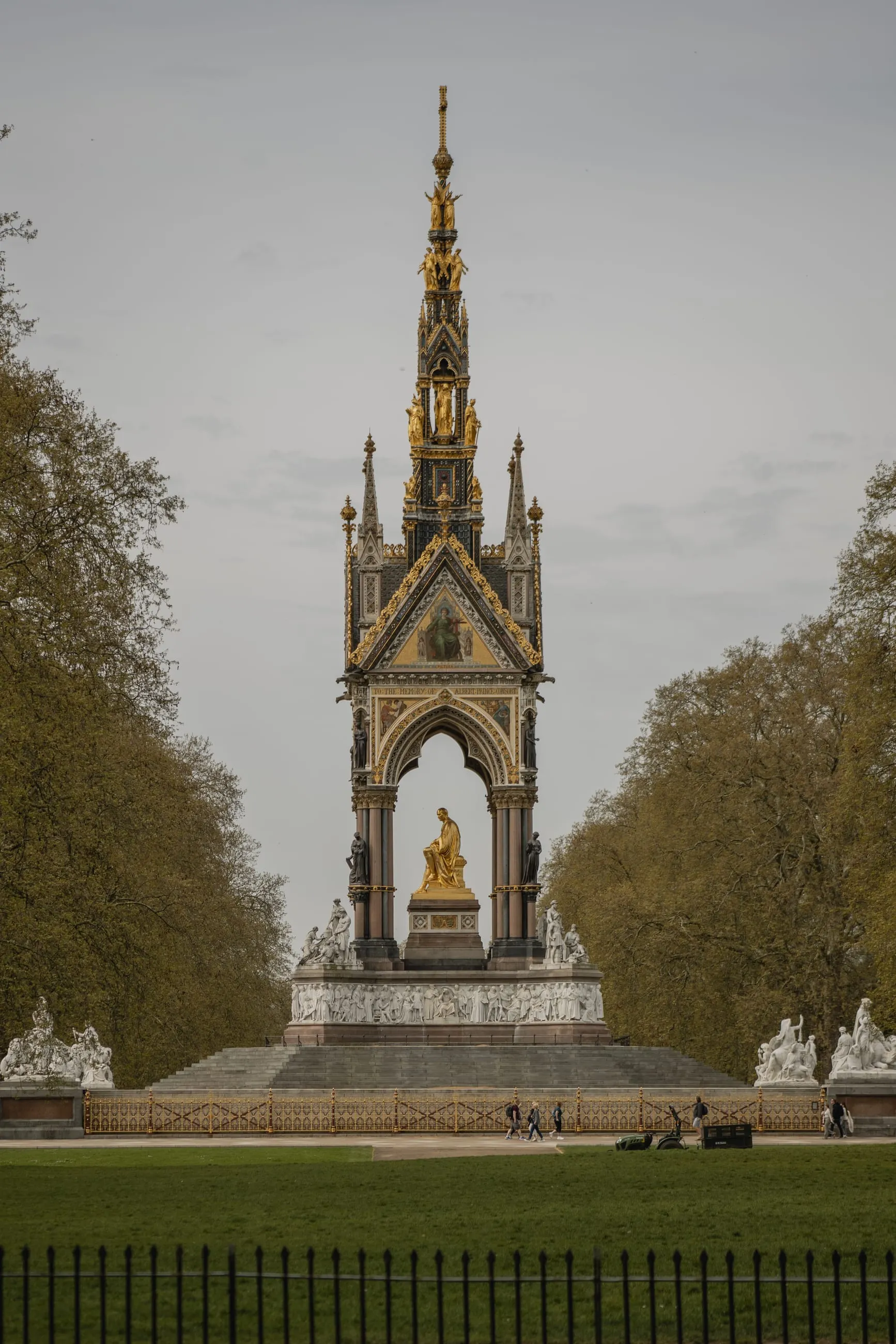 Albert Memorial framed by avenue trees