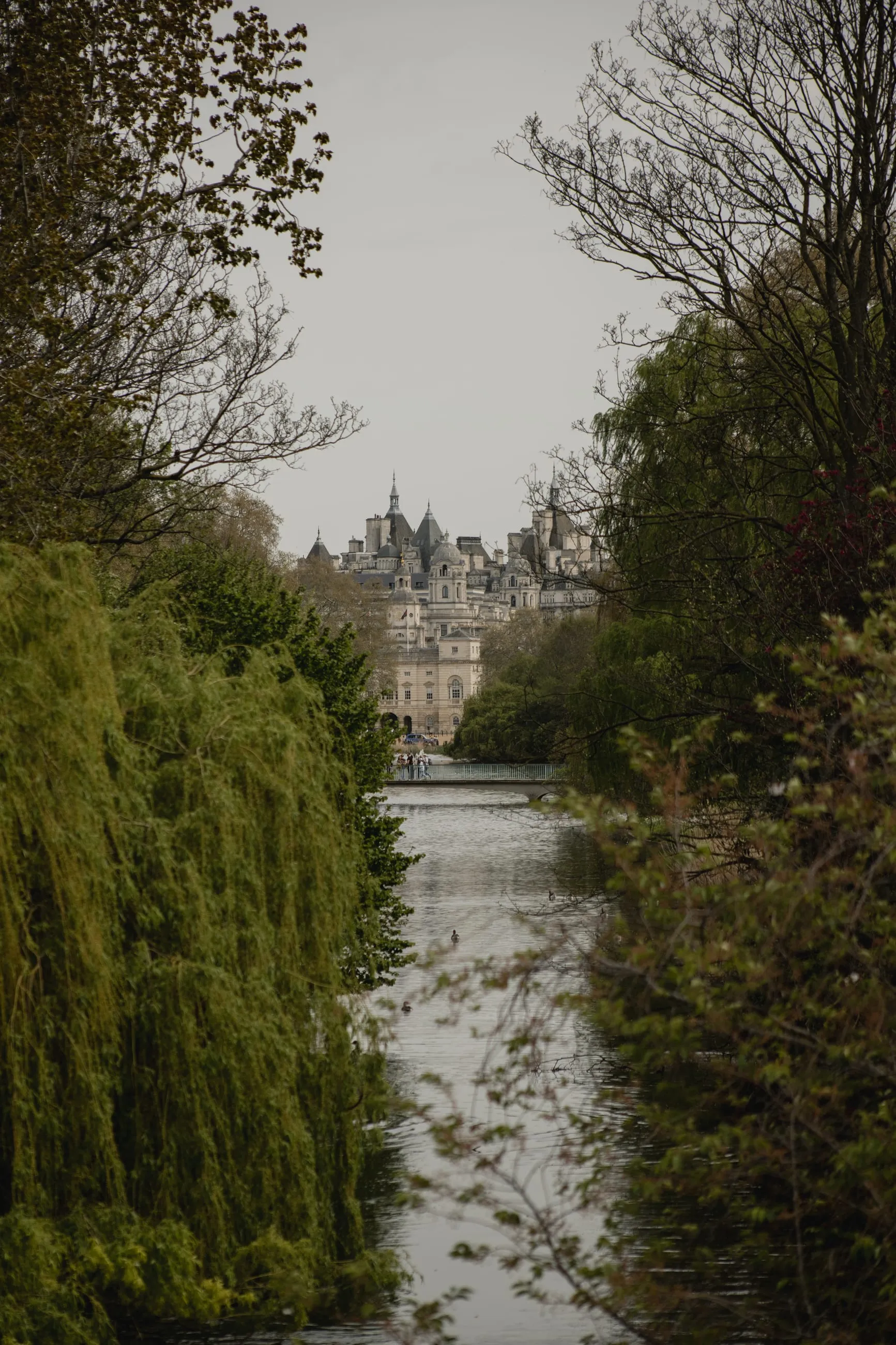 St James's Park lake framed by willows